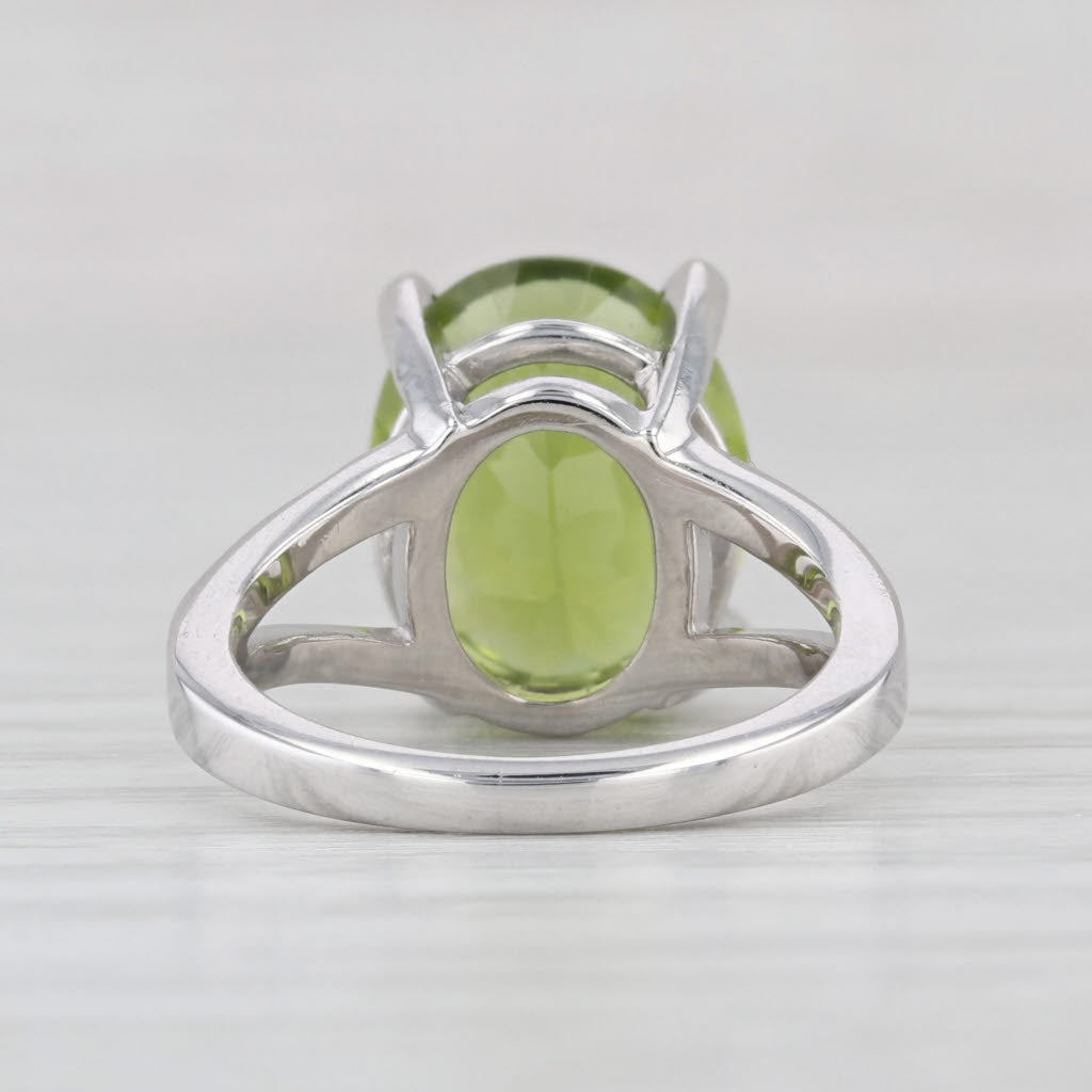 5.25ct Oval Peridot Solitaire Ring 14k White Gold Size 3.5