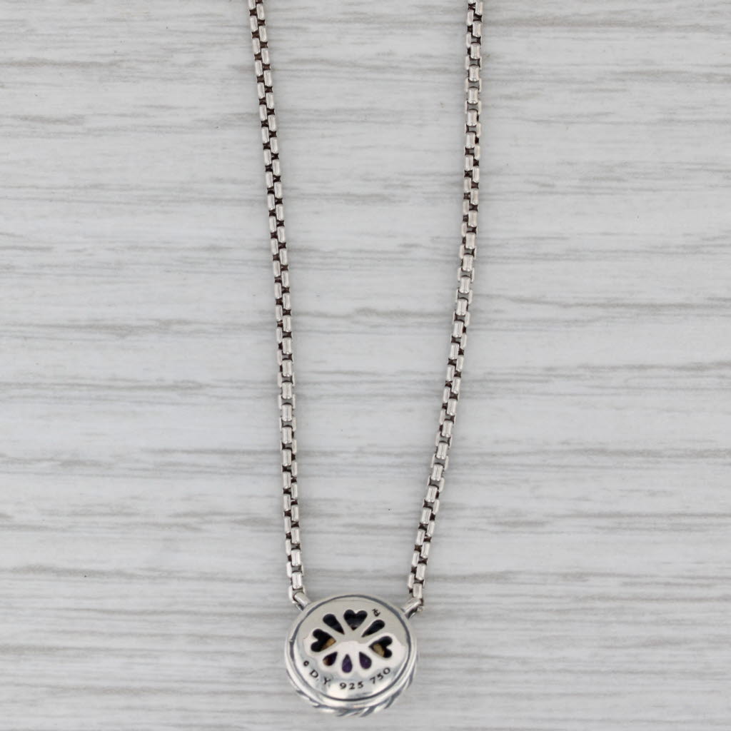 Gray Yurman Amethyst Pendant Necklace Cookie Cable Sterling Silver 18k Gold 15.75"