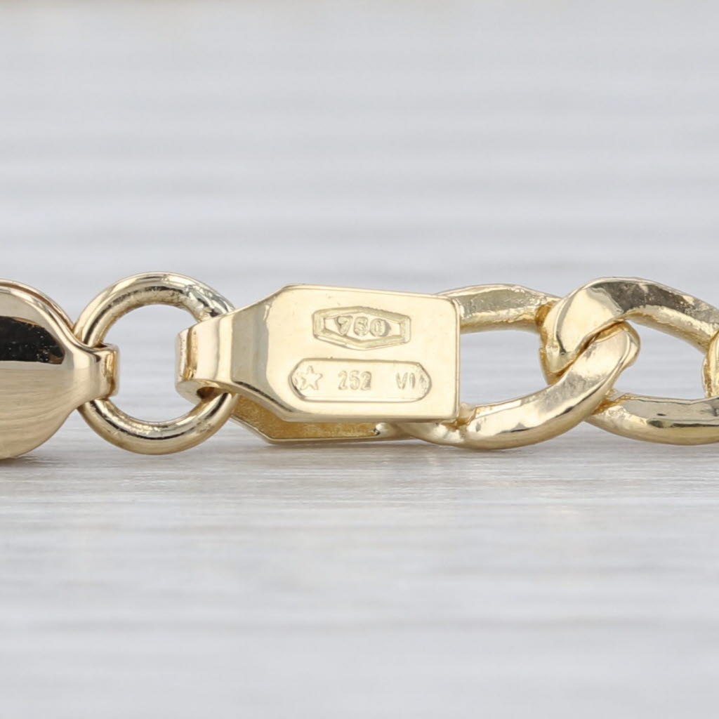 Curb Chain Necklace 18k Yellow Gold Italian 20" 4.6mm