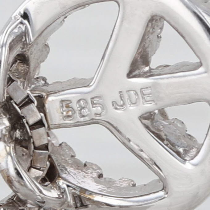 0.16ctw Diamond Peace Sign Pendant Necklace 14k White Gold 17.5" Box Chain