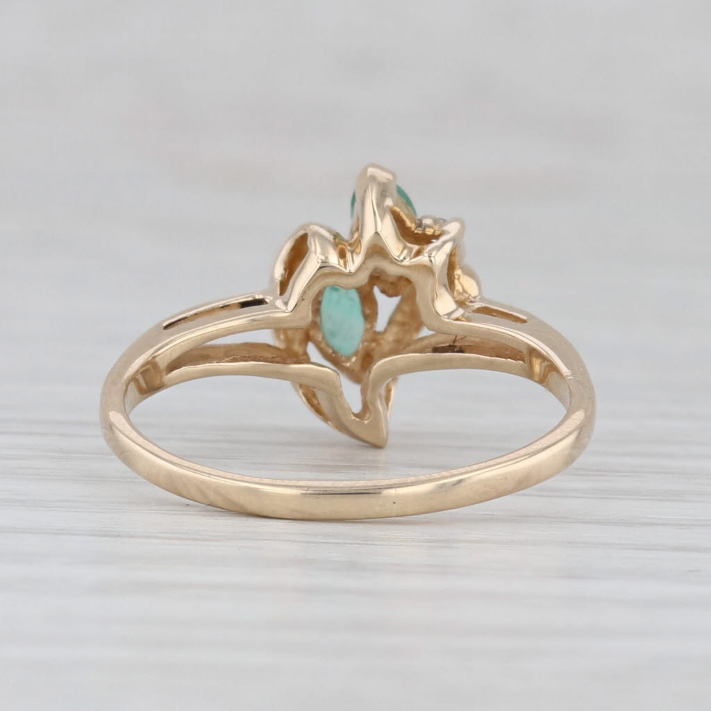 Light Gray 0.30ctw Green Beryl Emerald Diamond Ring 10k Yellow Gold Size 7