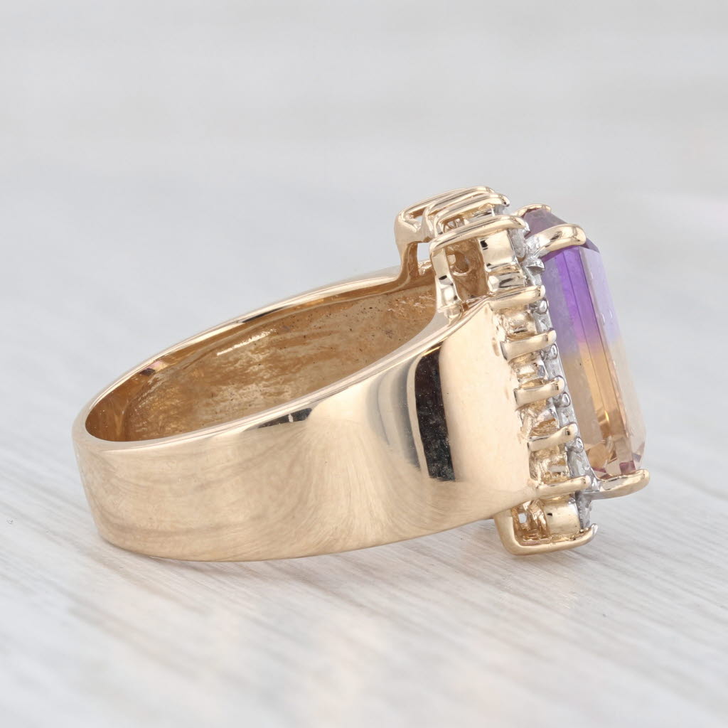 Light Gray 3.36ctw Ametrine Diamond Halo Ring 14k Yellow Gold Size 6-6.25