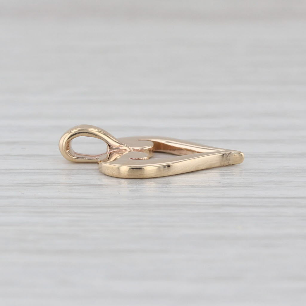 James Avery Scrolled Heart Pendant 14k Yellow Gold Small Open Heart Drop