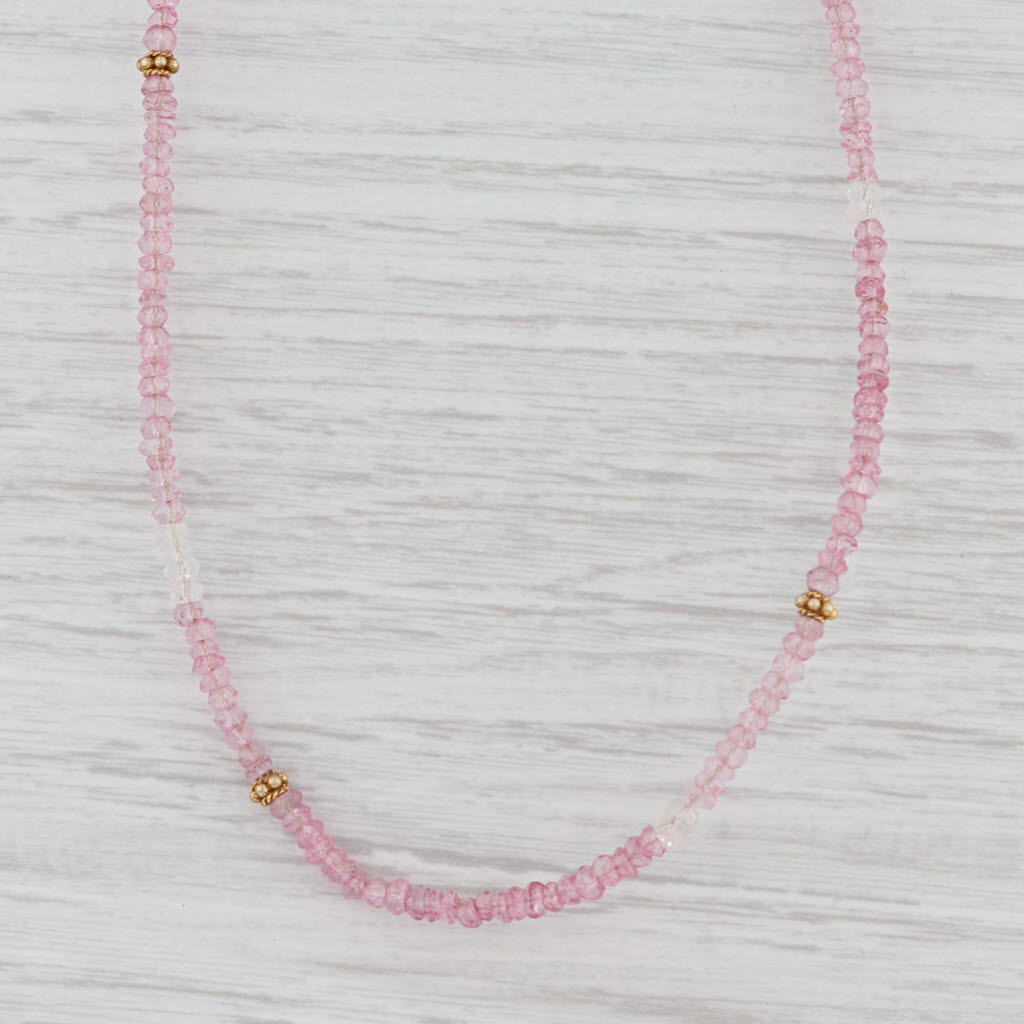 New Nina Wynn Harmony Necklace Pink Topaz Bead Gold Vermeil Sterling Long