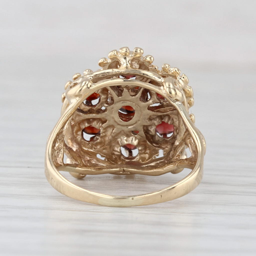 1.05ctw Garnet Flower Cluster Ring 14k Yellow Gold Size 4 Cocktail