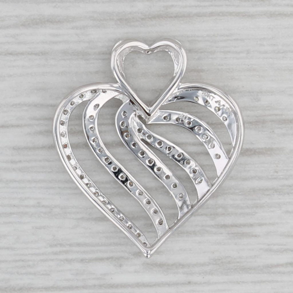 Gray 0.16ctw Diamond Heart Pendant 10k White Gold