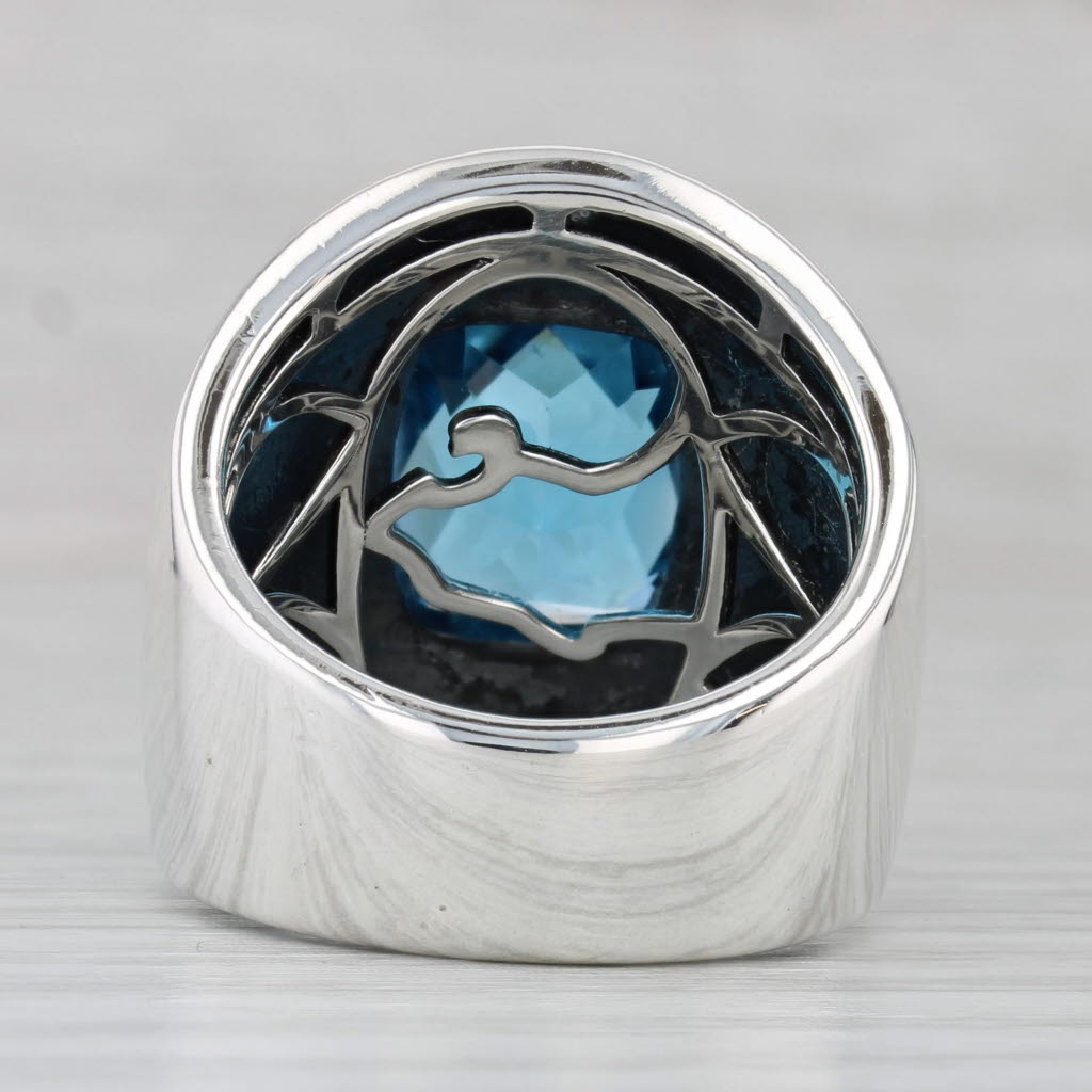 Gray Effy 7ct Cushion Blue Topaz Ring Sterling Silver Ornate Size 7.25