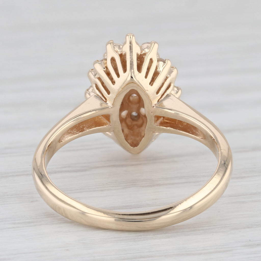 Light Gray 0.40ctw Diamond Cluster 14k Yellow Gold Ring Size 4.75