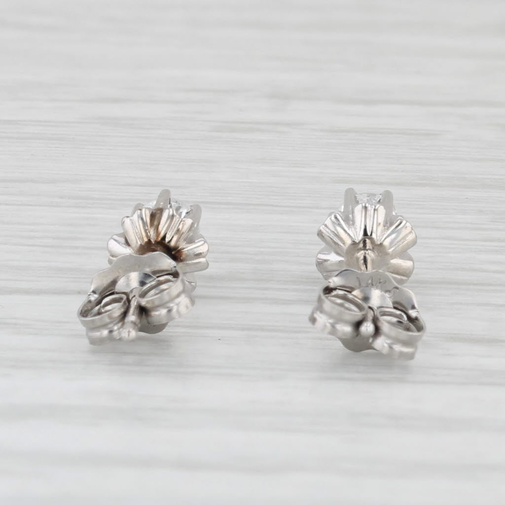 Light Gray Vintage 0.20ctw Diamond Buttercup Stud Earrings 14k White Gold Round Solitaires