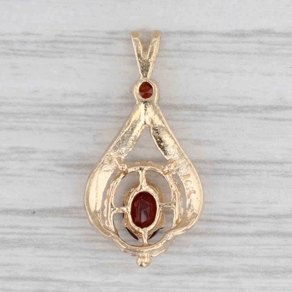 0.65ctw Garnet Teardrop Pendant 14k Yellow Gold