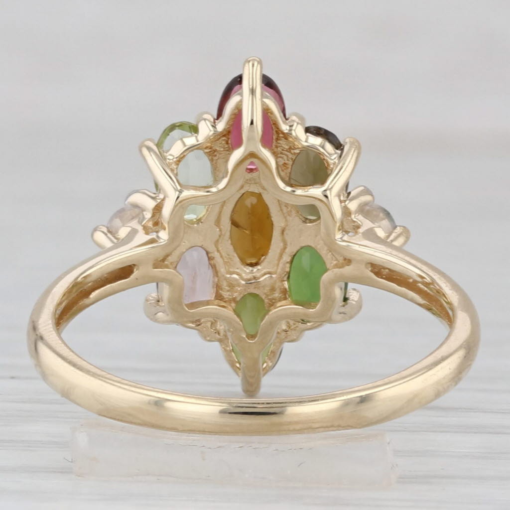 Light Gray 2.06ctw Multicolor Tourmaline Zircon Cluster Ring 10k Yellow Gold Size 7