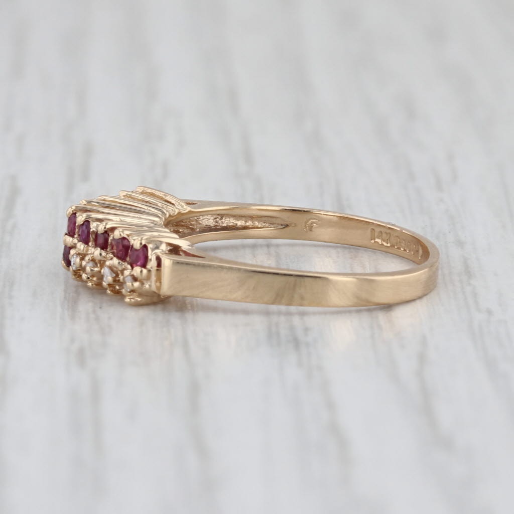 0.32ctw Ruby Diamond Ring 14k Yellow Gold Size 6.75 Stackable Tiered