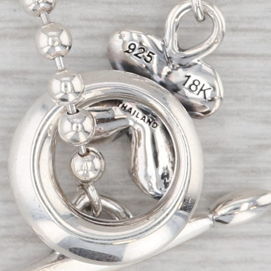 Gray Ann King Flower Toggle Clasp Sterling Silver 18k Gold 24.25" Bead Chain