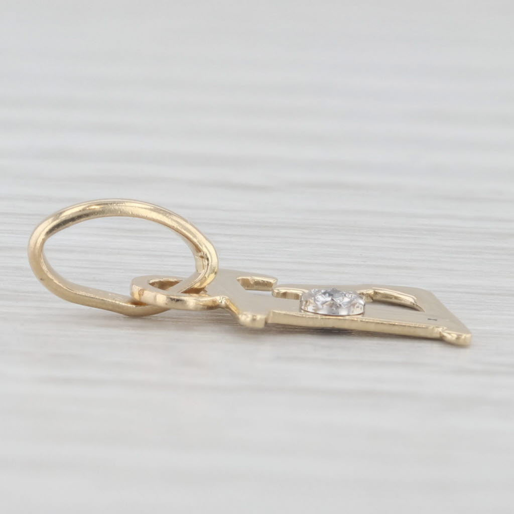 Light Gray Diamond Accented Letter Initial E Pendant 14k Yellow Gold Charm