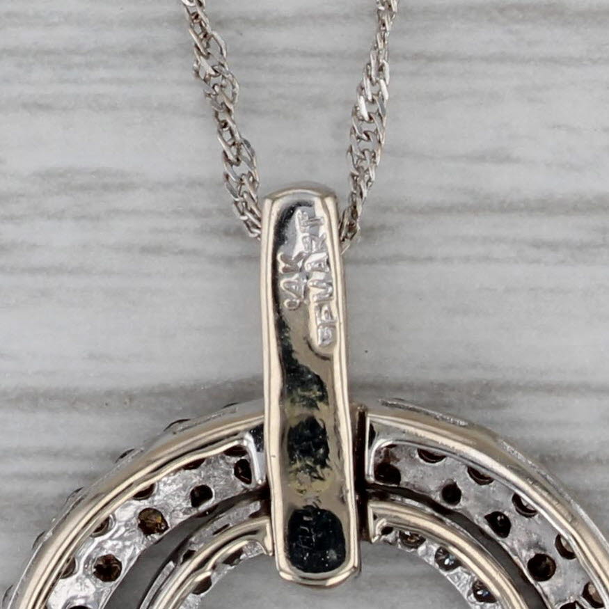 Dark Gray 0.93ctw Diamond Eternity Circles Pendant Necklace 14k Gold 19" Singapore Chain