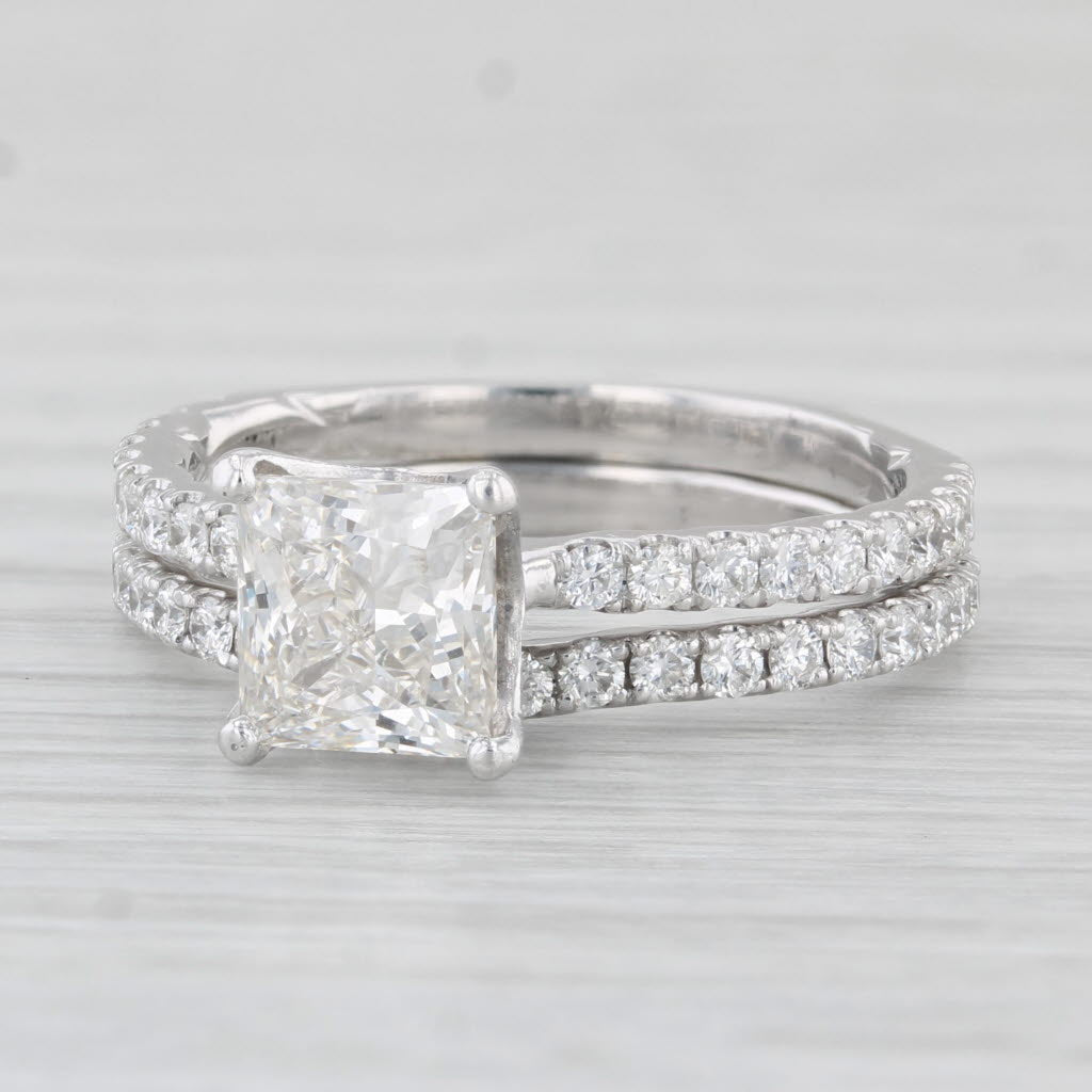 Light Gray Jaffe 2.48ctw Princess Lab Grown Diamond Engagement Wedding Ring 14k Gold IGI