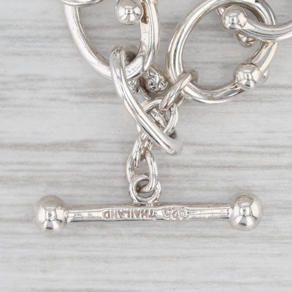 Gray Michael Dawkins Pebbled Toggle Necklace Sterling Silver 17.75" Statement