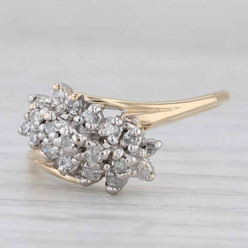 Gray 0.12ctw Diamond Cluster Bypass Ring 10k Yellow Gold Size 6