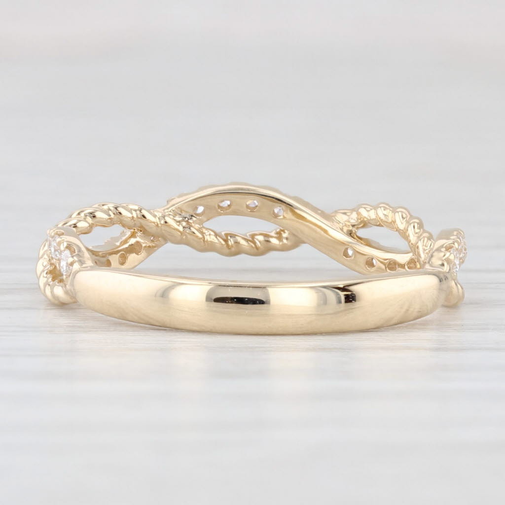 Light Gray New 0.20ctw Woven Diamond Wedding Band 14k Yellow Gold Stackable Ring Size 6.5