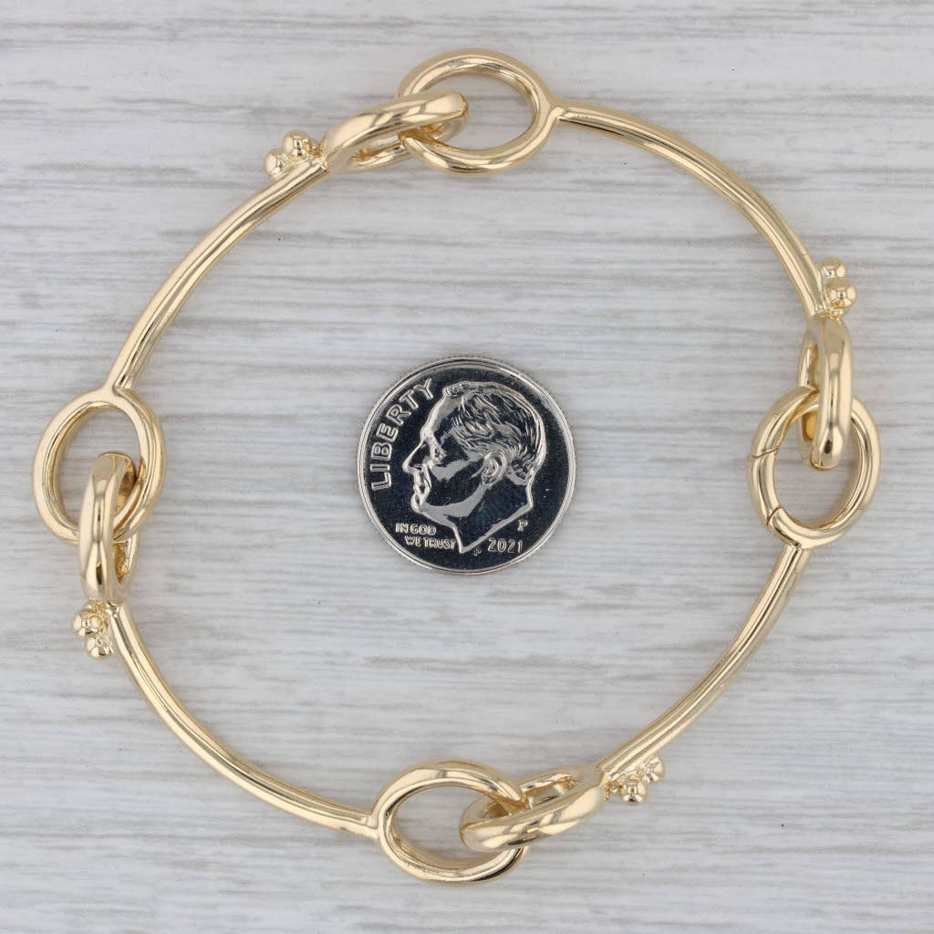 Gray Linked Bar Statement Bracelet 18k Yellow Gold 7" Artisan Signed