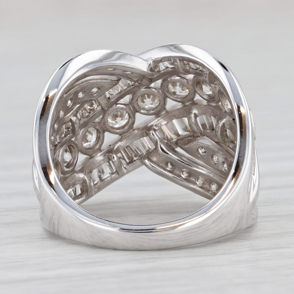 Light Gray New 2.10ctw Diamond Overlay Ring 14k White Gold Size 7 Cocktail