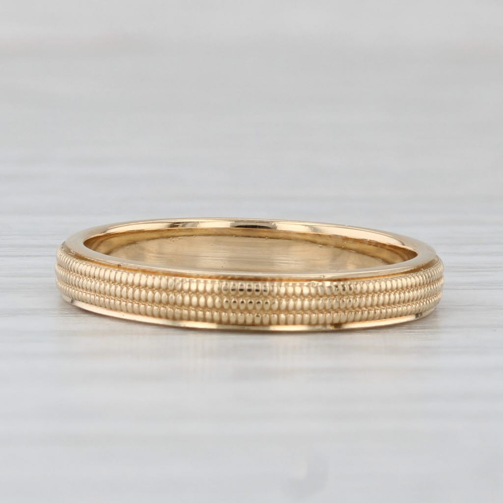 Light Gray Vintage Jabel Band 18k Yellow Gold Wedding Ring Stackable Size 6-6.25