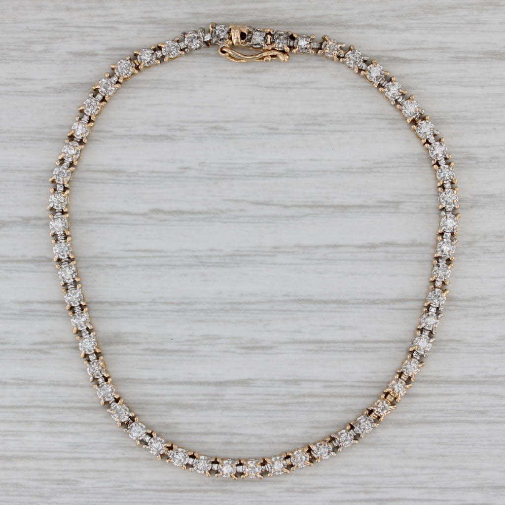 Gray 0.75ctw Diamond Tennis Bracelet 14k Yellow Gold 7.25" 3.1mm
