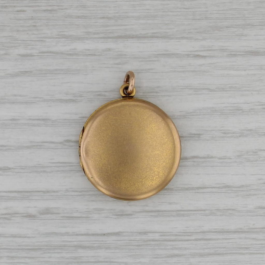 Ornate Vintage Locket Pendant Gold Filled Glass Fob Charm