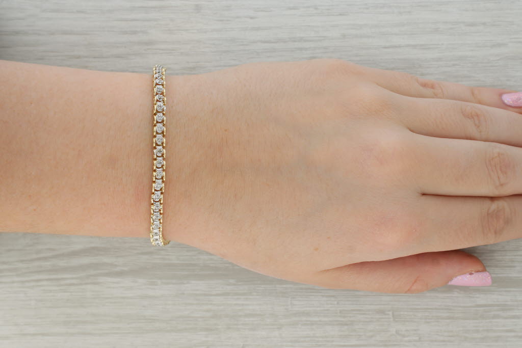 Rosy Brown 0.45ctw Diamond Tennis Bracelet 10k Yellow Gold 7" 4.4mm