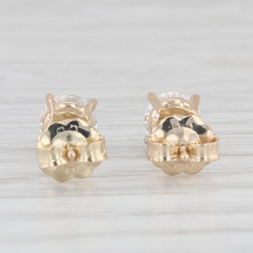 Light Gray 0.94ctw Moissanite Round Solitaire Stud Earrings 14k Yellow Gold