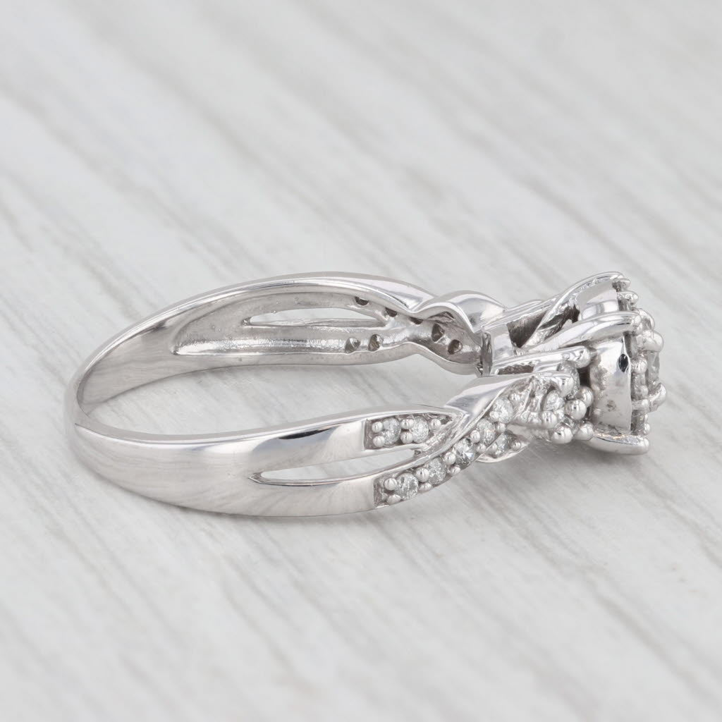 Light Gray 0.40ctw Diamond Halo Engagement Ring 10k White Gold Size 7