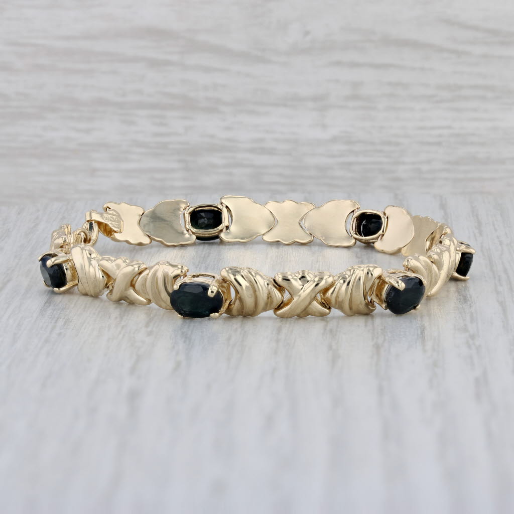 Gray Town & Country 5.70ctw Sapphire Bracelet 10k Yellow Gold 7.25" 7.4mm