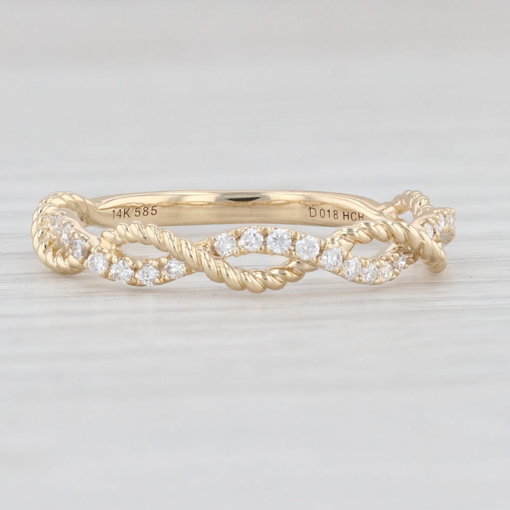 Light Gray New 0.17ctw Diamond Woven Stackable Ring 14k Yellow Gold Size 6.75 Wedding Band