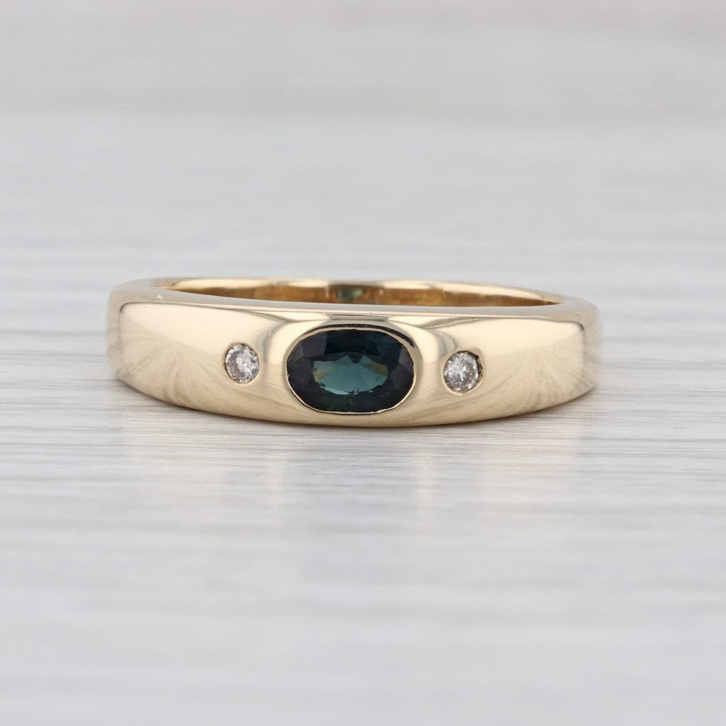 0.76ctw Blue Sapphire Diamond Ring 14k Yellow Gold Size 10.25 Wedding Band