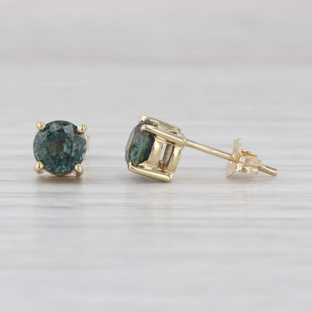 1.83ctw Color Change Sapphire Stud Earrings 10k Gold Round Solitaire Studs