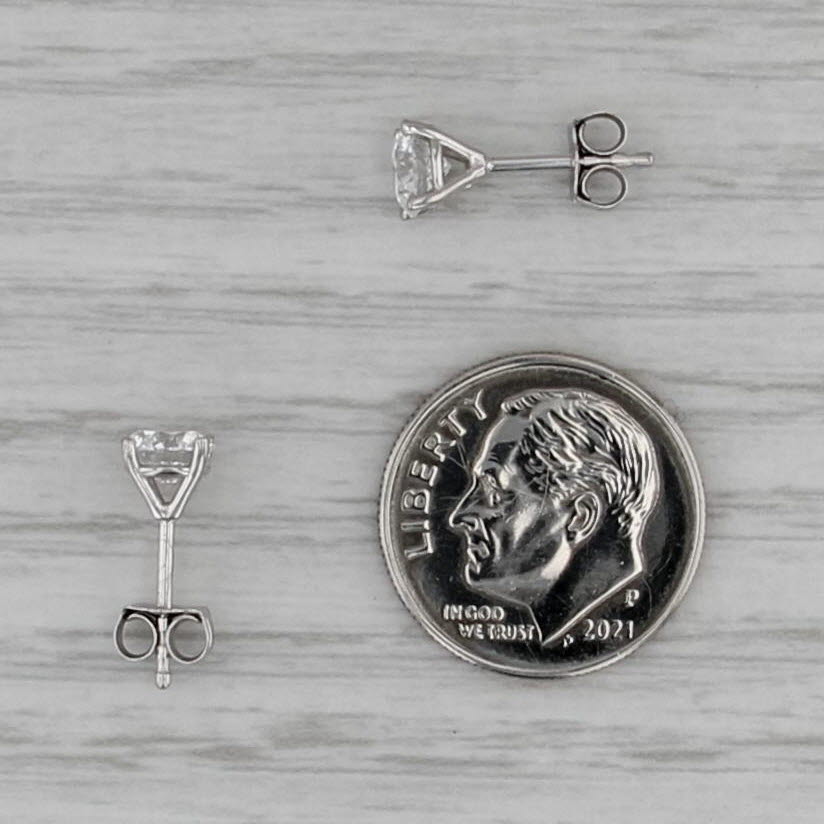 New 1.07ctw Round Lab Created Diamond Stud Earrings 14k White Gold E VS1 Studs