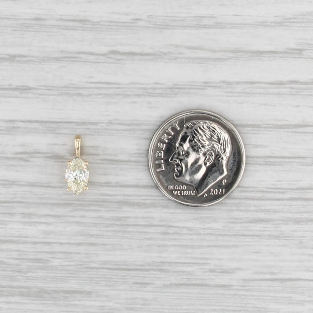 New 0.55ct Marquise Diamond Solitaire Pendant 14k Yellow Gold Small Drop