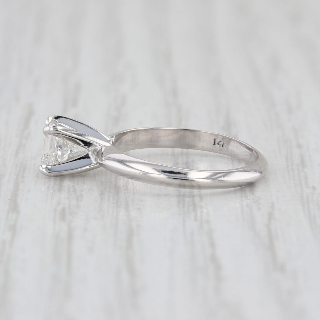 0.58ct Princess Diamond Solitaire Engagement Ring 14k White Gold Size 4.75