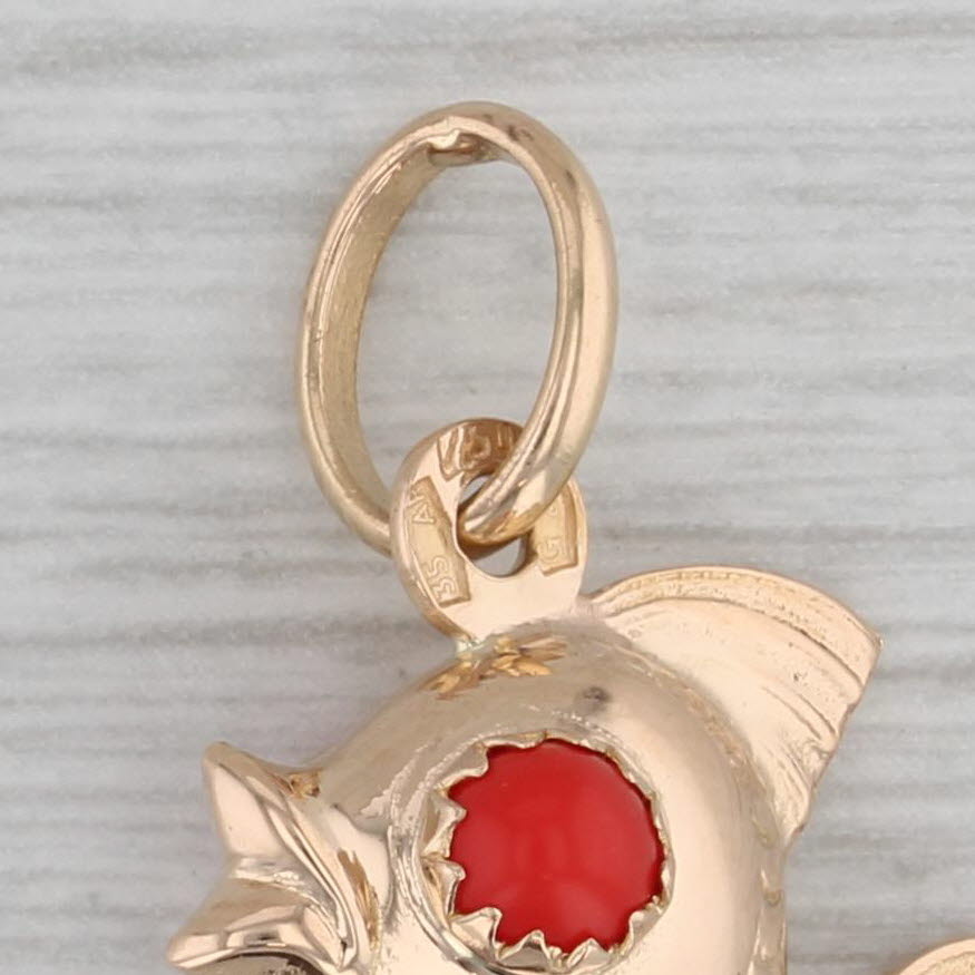 Gray Vintage Coral Fish Charm 18k Yellow Gold Pendant Nautical Jewelry