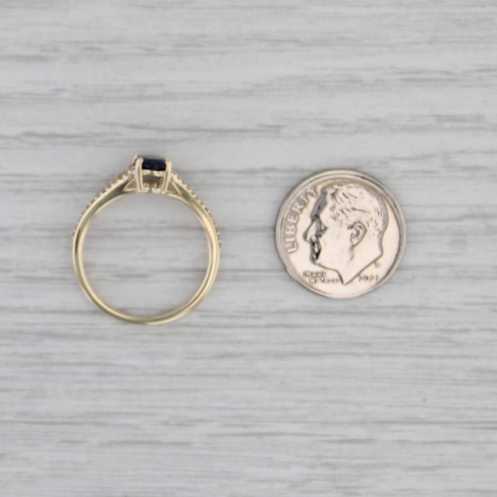 0.83ctw Oval Blue Sapphire Diamond Ring 10k Yellow Gold Size 7