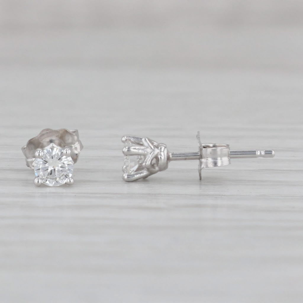 Gray New 0.26ctw Diamond Stud Earrings 14k White Gold Round Solitaires