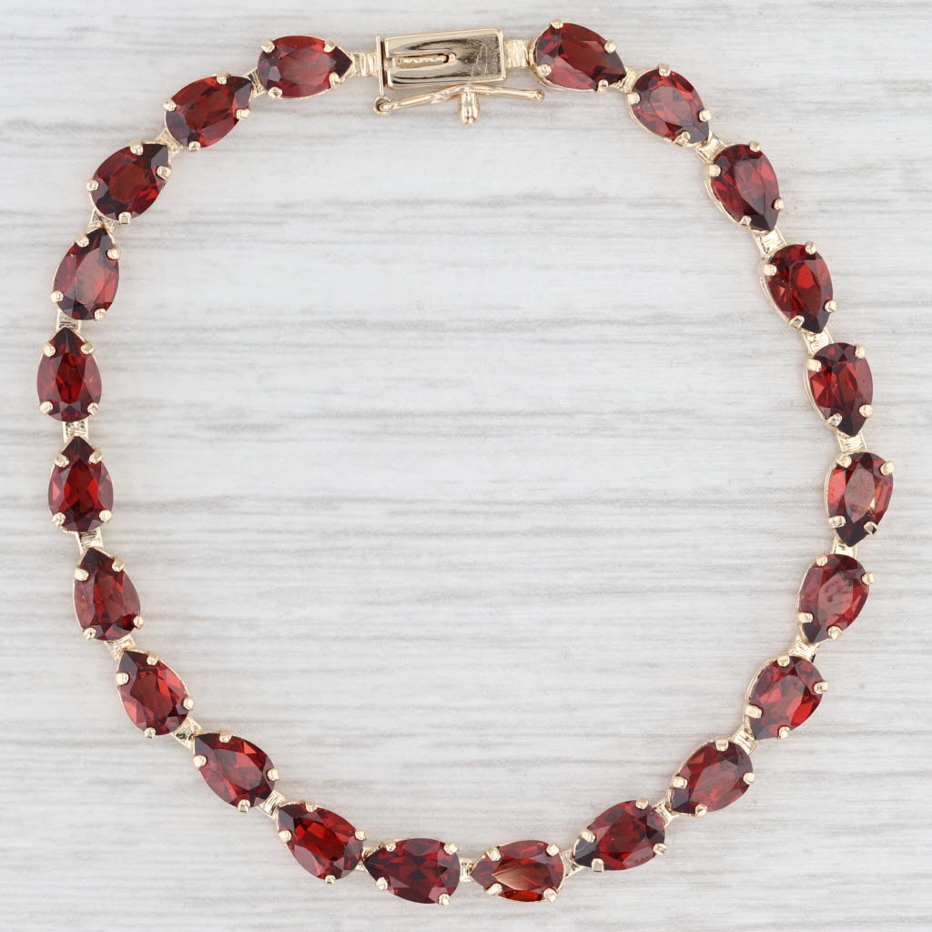 Light Gray 11.70ctw Garnet Tennis Bracelet 14k Yellow Gold 6.25" 4.1mm