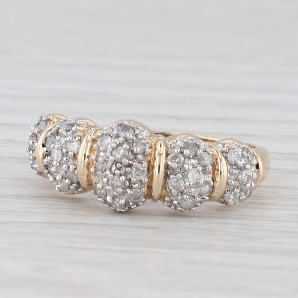 Light Gray 0.45ctw Diamond Cluster Ring 14k Yellow Gold Size 8