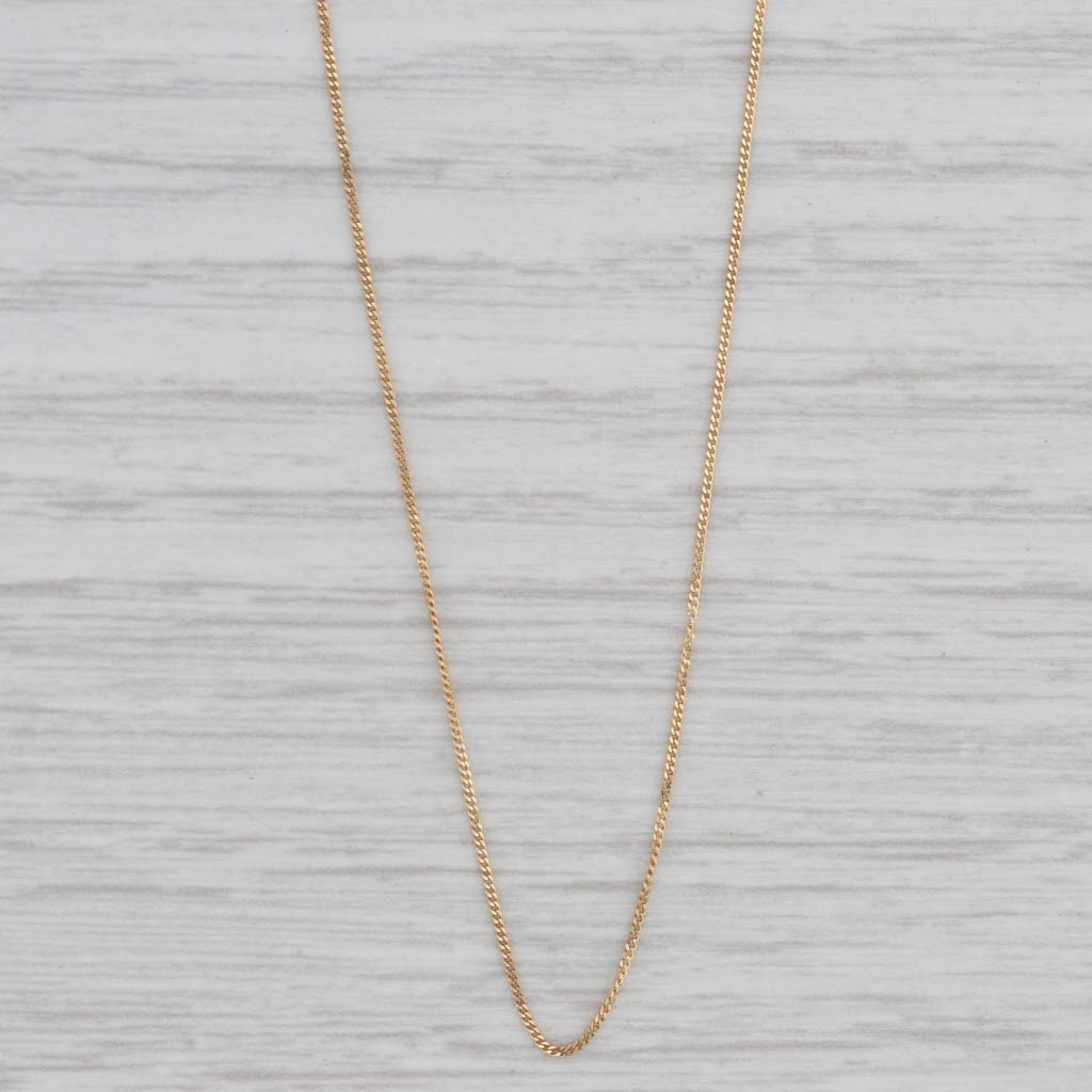 Gray 16" Curb Chain Necklace 18k Yellow Gold 0.6mm