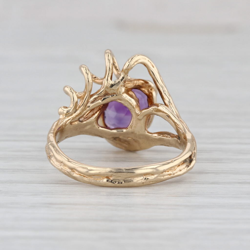 Custom 1.05ct Oval Solitaire Amethyst Coiled Ring 14k Yellow Gold Size 6.5