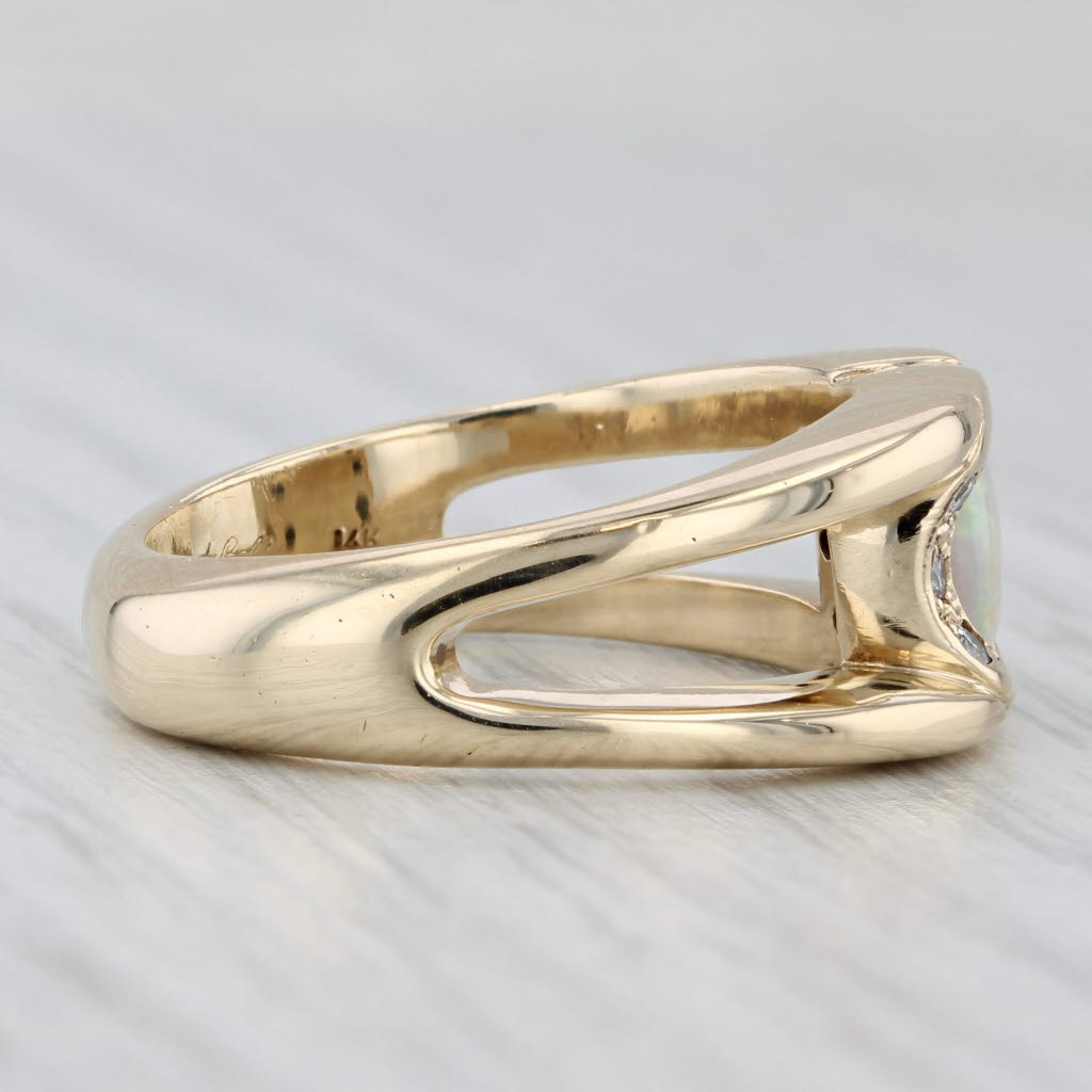 Light Gray Debella Opal Diamond Ring 14k Yellow Gold Size 9