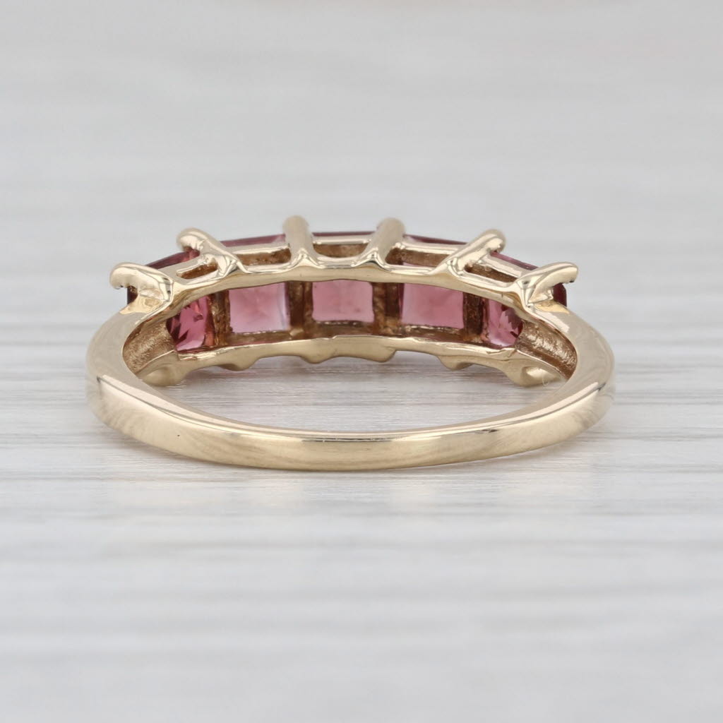 1.58ctw Pink Tourmaline 5-Stone Ring 10k Yellow Gold Size 6 Stackable