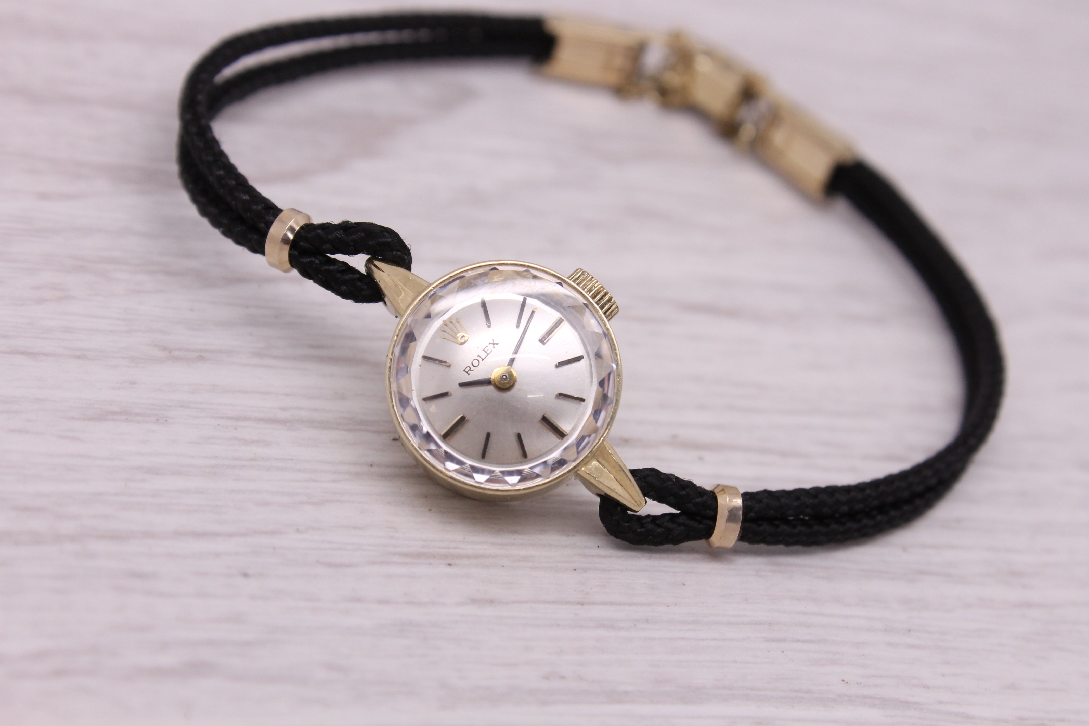 Gray Vintage c.1960 Rolex 14k Yellow Gold Ladies Cocktail Watch cal.1400 - Serviced -