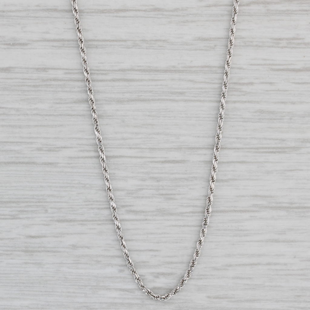 Gray Rope Chain Necklace 14k White Gold 19" 1.1mm