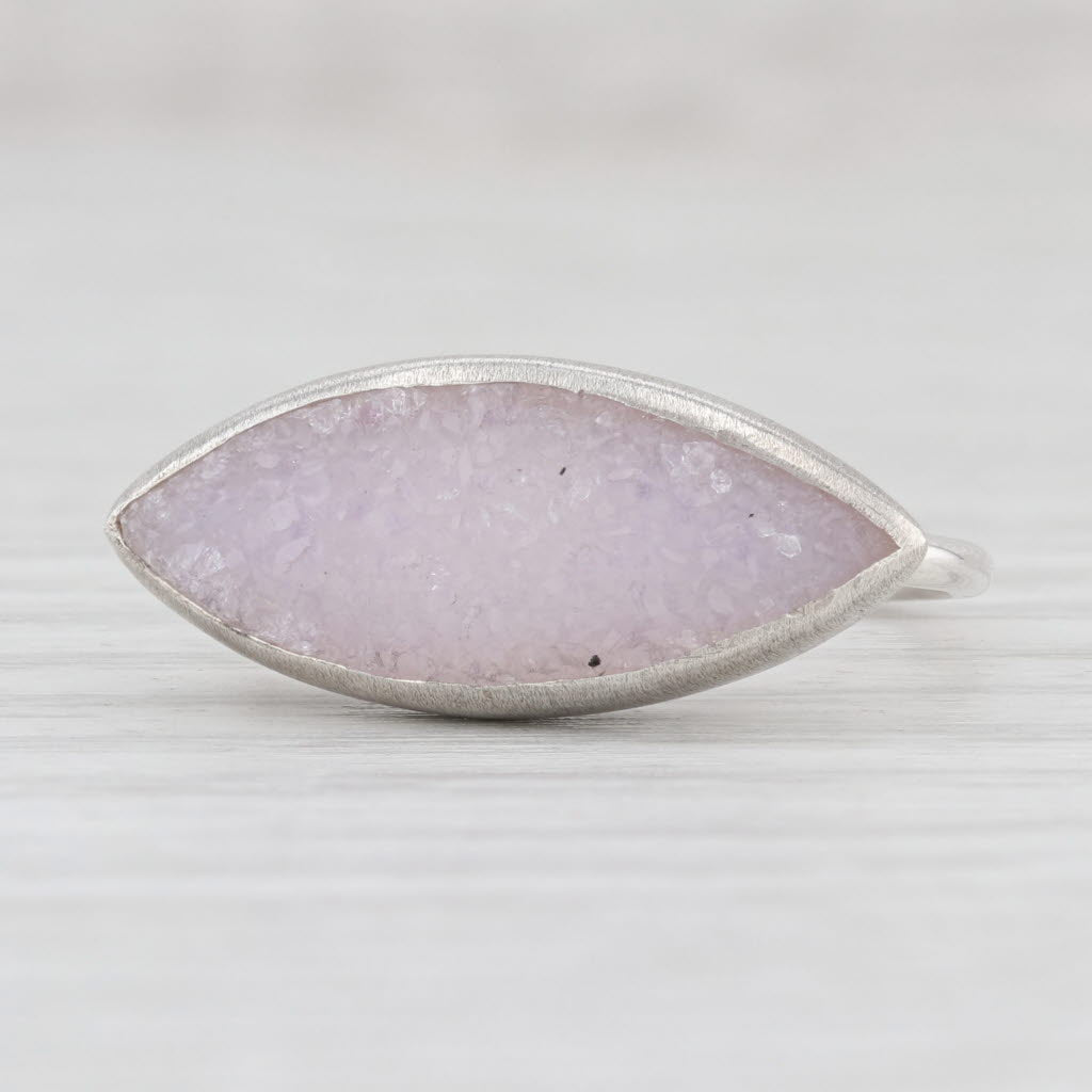New Nina Wynn White Druzy Quartz Sterling Silver Statement Ring Size 7.25